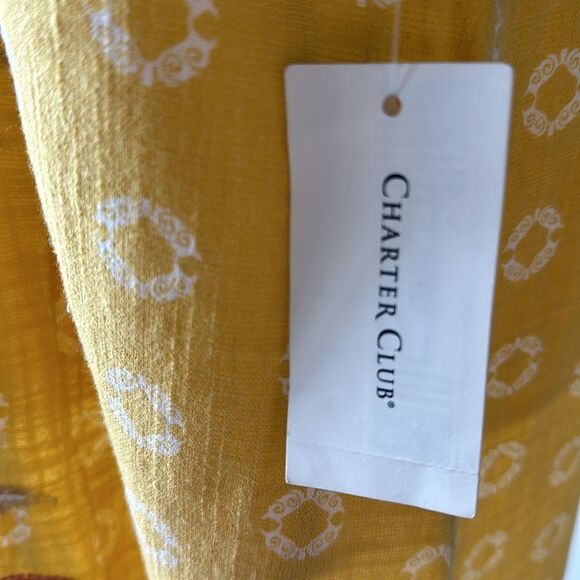 NWT Charter Club 100% Cotton Maxi Kaftan Swim Coverup Dress Yellow Pink White XS - Picture 5 of 15